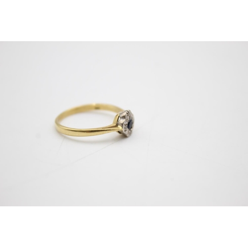 86 - 18ct gold sapphire & diamond ring (2.6g) Size N