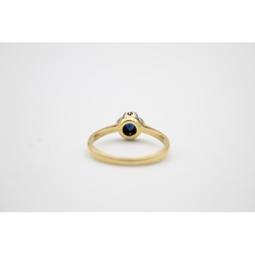 86 - 18ct gold sapphire & diamond ring (2.6g) Size N