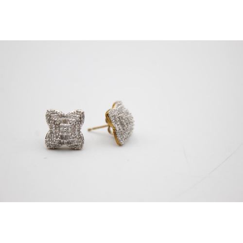 97 - 9ct gold diamond stud earrings (3g)