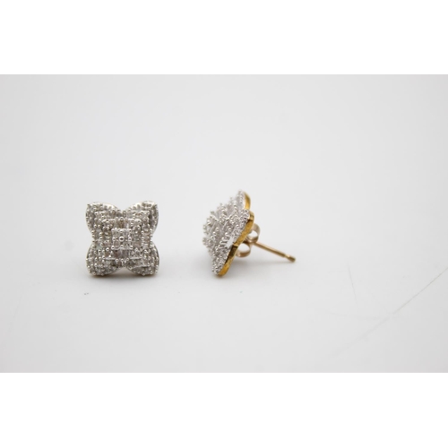 97 - 9ct gold diamond stud earrings (3g)