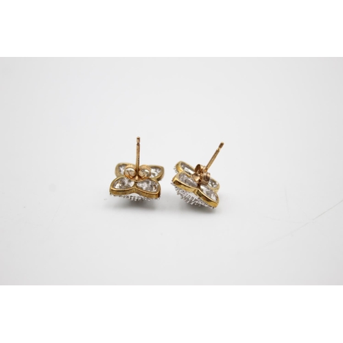 97 - 9ct gold diamond stud earrings (3g)