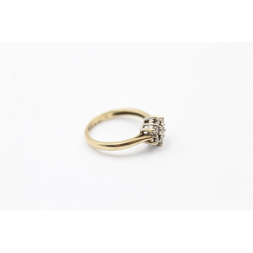 99 - 9ct gold diamond cluster ring (2.1g) Size K