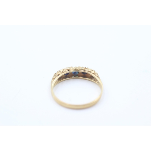 13 - 9ct gold vintage sapphire set five stone eternity ring - size n (1.4g)