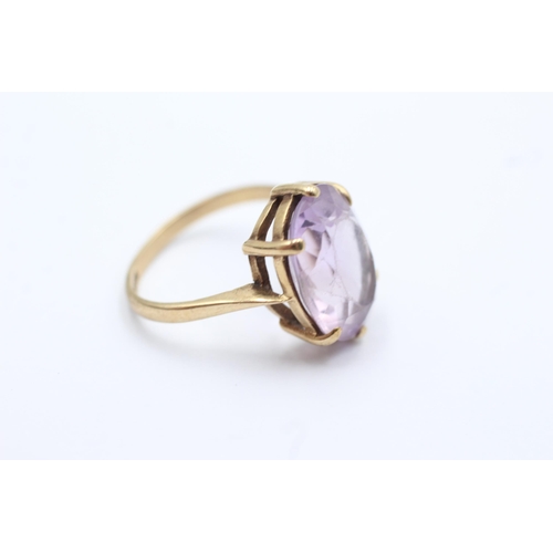 2 - 9ct gold vintage rose de france amethyst set cocktail ring - size o1/2 (4.2g)