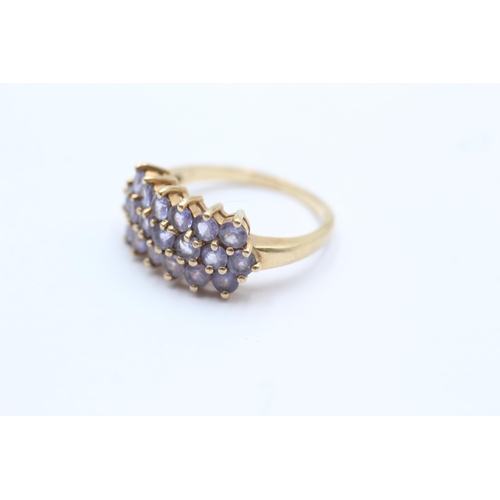 24 - 9ct gold tanzanite set cluster ring - size p (4g)