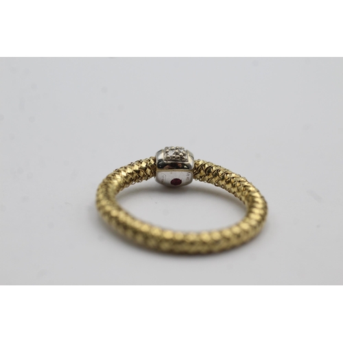 34 - 18ct gold diamond dress ring with fancy rope band (2.1g) Size   N