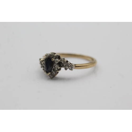 37 - 9ct gold diamond & sapphire dress ring (2.4g) Size   Q