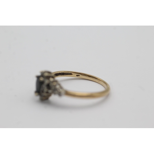 37 - 9ct gold diamond & sapphire dress ring (2.4g) Size   Q