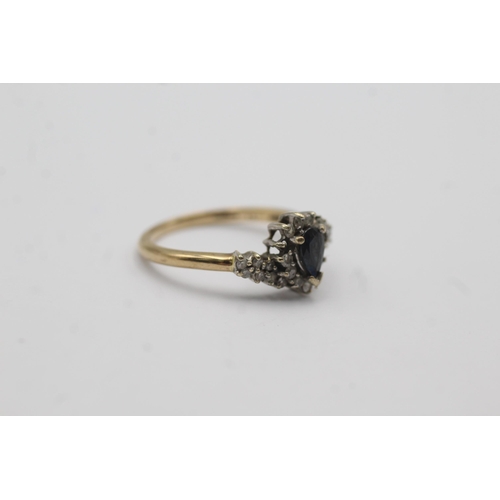 37 - 9ct gold diamond & sapphire dress ring (2.4g) Size   Q