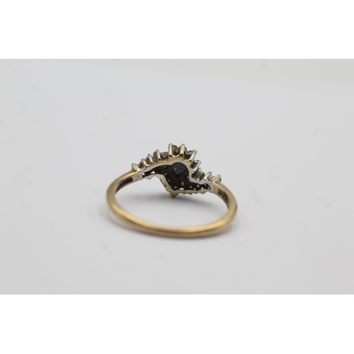 37 - 9ct gold diamond & sapphire dress ring (2.4g) Size   Q