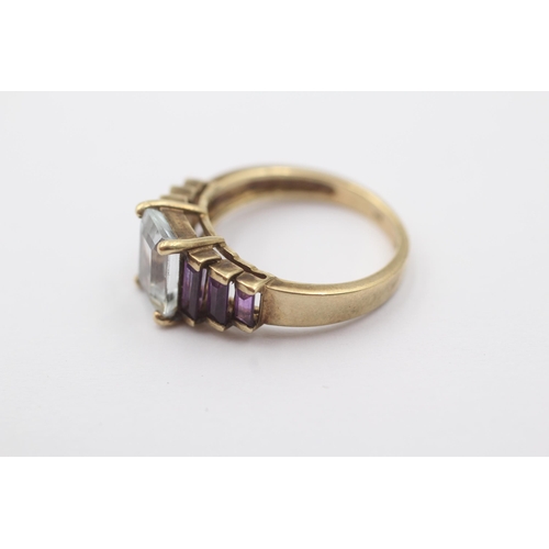 41 - 9ct gold aquamarine & amethyst dress ring (3.3g) Size   M