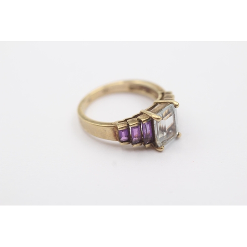 41 - 9ct gold aquamarine & amethyst dress ring (3.3g) Size   M