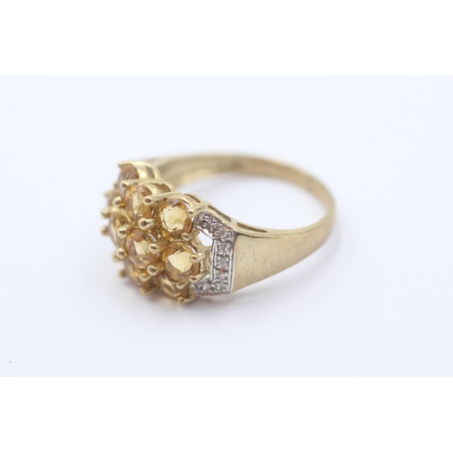 53 - 9ct gold diamond & citrine dress ring (4.2g) Size   R