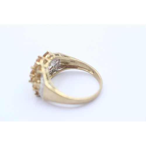 53 - 9ct gold diamond & citrine dress ring (4.2g) Size   R