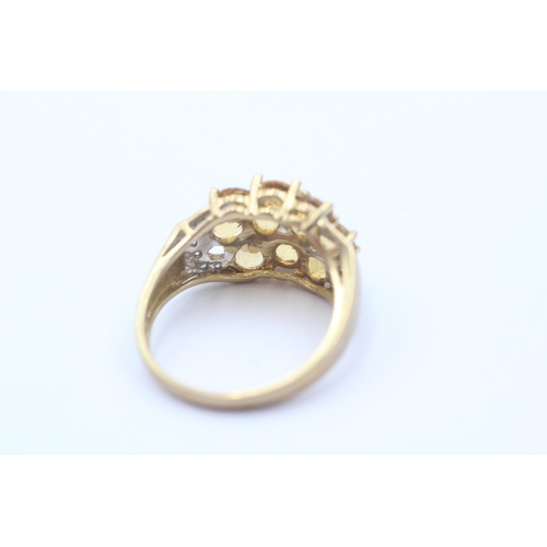 53 - 9ct gold diamond & citrine dress ring (4.2g) Size   R