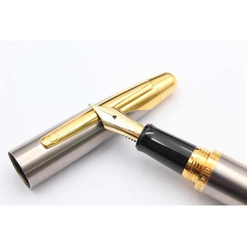 392 - Alfred DUNHILL Fountain Pen w/ 18ct Gold Nib, Gold Plate Banding, Pencil WRITING