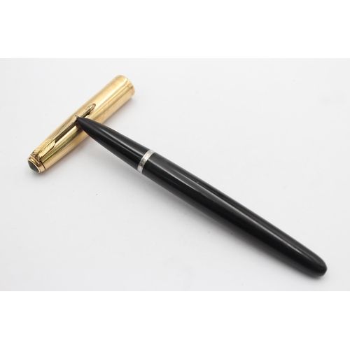 400 - Vintage PARKER 51 Black FOUNTAIN PEN w/ Rolled Gold Cap WRITING