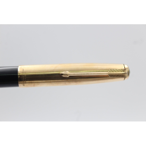 400 - Vintage PARKER 51 Black FOUNTAIN PEN w/ Rolled Gold Cap WRITING