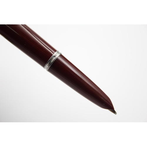 401 - Vintage PARKER 51 Burgundy FOUNTAIN PEN w/ Brushed Steel Cap WRITING