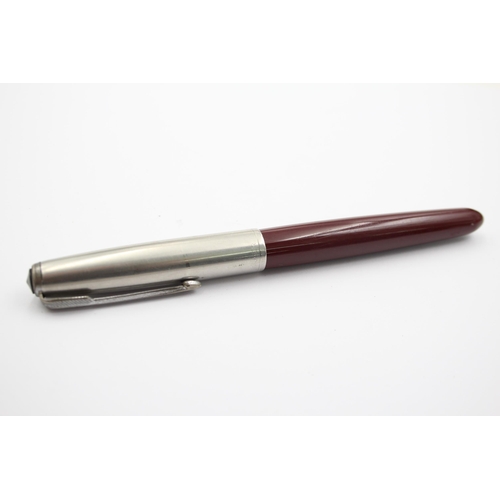 401 - Vintage PARKER 51 Burgundy FOUNTAIN PEN w/ Brushed Steel Cap WRITING