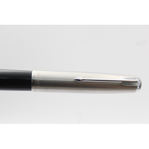 404 - Vintage PARKER 51 Black FOUNTAIN PEN w/ Brushed Steel Cap WRITING