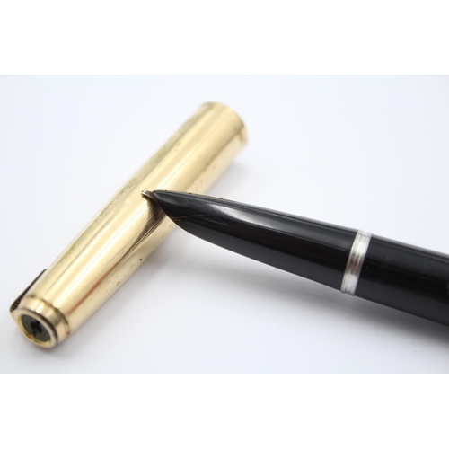 405 - Vintage PARKER 51 Black FOUNTAIN PEN w/ Rolled Gold Cap WRITING