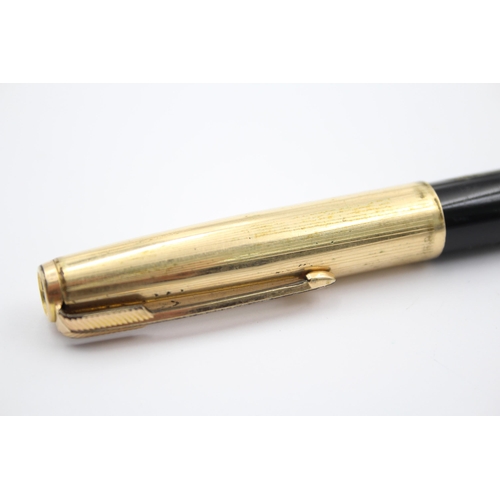 405 - Vintage PARKER 51 Black FOUNTAIN PEN w/ Rolled Gold Cap WRITING