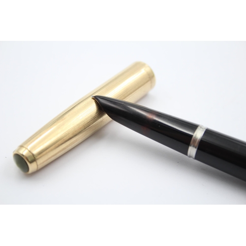 406 - Vintage PARKER 51 Black FOUNTAIN PEN w/ Rolled Gold Cap WRITING