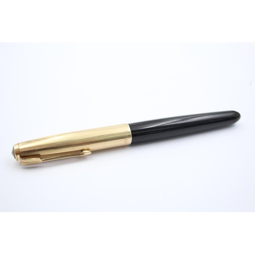 406 - Vintage PARKER 51 Black FOUNTAIN PEN w/ Rolled Gold Cap WRITING