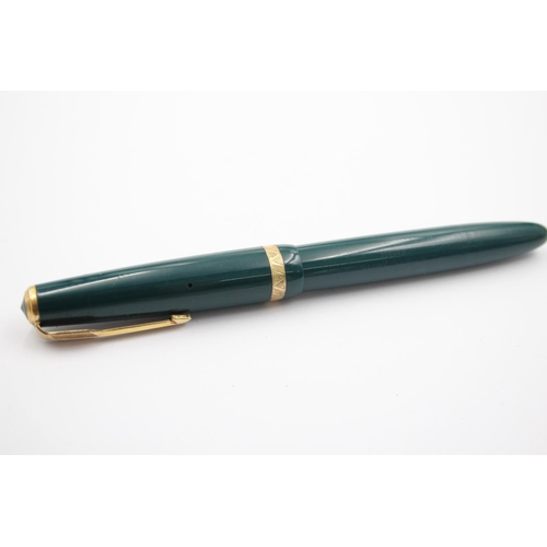 410 - Vintage PARKER Maxima Duofold Green FOUNTAIN PEN w/ 14ct Gold Nib WRITING