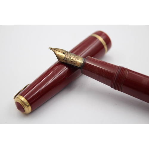 411 - Vintage PARKER Senior Duofold Burgundy FOUNTAIN PEN w/ 14ct Gold Nib WRITING