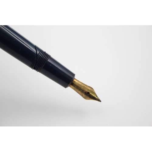 Vintage PARKER Duofold Navy FOUNTAIN PEN w/ 14ct Gold Nib WRITING