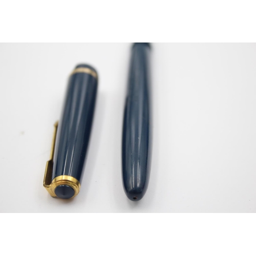Vintage PARKER Duofold Navy FOUNTAIN PEN w/ 14ct Gold Nib WRITING