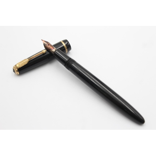 Stylo Plume Parker Duofold Noir - 14K Bouton Remplissage - Occasion