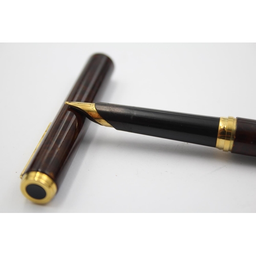 Vintage PARKER 95 Brown Lacquer FOUNTAIN PEN w/ Gold Plate Nib WRITING