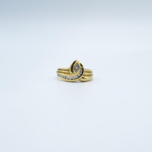 113 - 18ct gold and diamond snake design ring  7.1g  size L