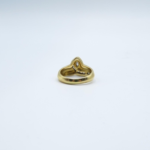 113 - 18ct gold and diamond snake design ring  7.1g  size L