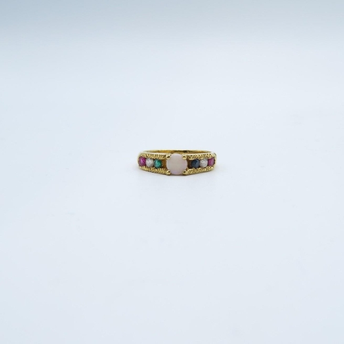 114 - 22ct multi gemstone and opal ring  4.4g  size L