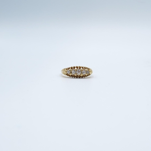 115 - 18ct gold and diamond gypsy set ring  3.2g  size L