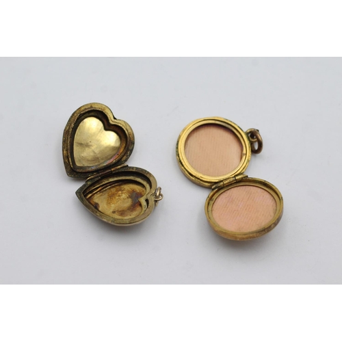 37 - 2 x 9ct back & front gold etched lockets inc. antique (8.5g)