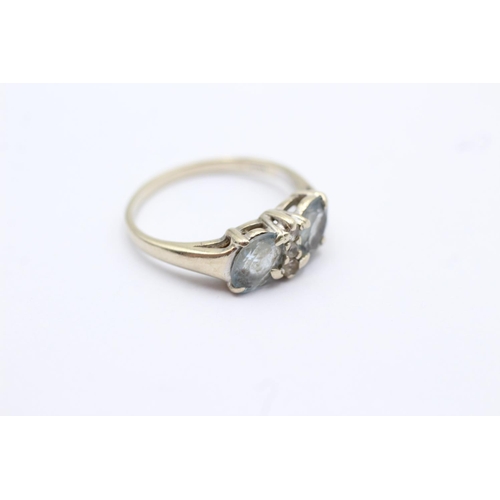 58 - 10ct white gold vintage aquamarine and diamond set ring - size n (2.3g)