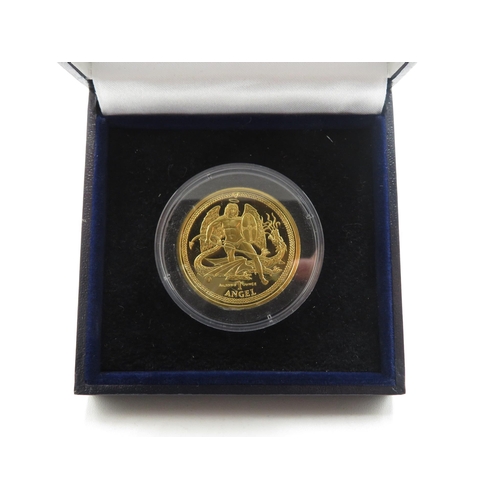 273 - London Mint boxed with paperwork 2008 25th Anniversary gold angel coin in airtight capsule 9999 fine... 