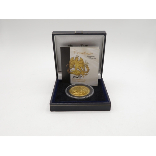 273 - London Mint boxed with paperwork 2008 25th Anniversary gold angel coin in airtight capsule 9999 fine... 