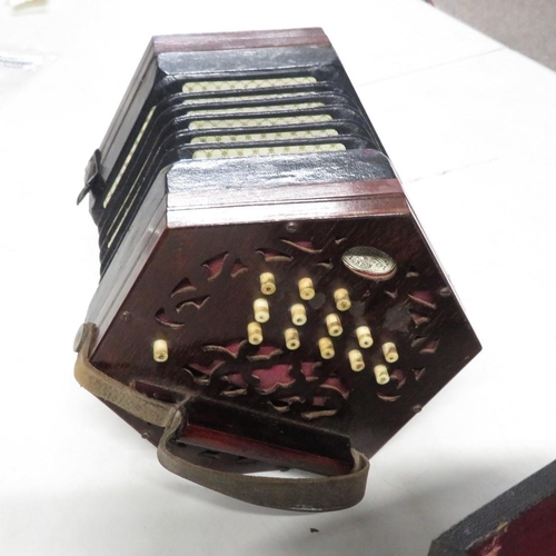 298 - Boxed Lachenal and Co. concertina 27 buttons in full working condition