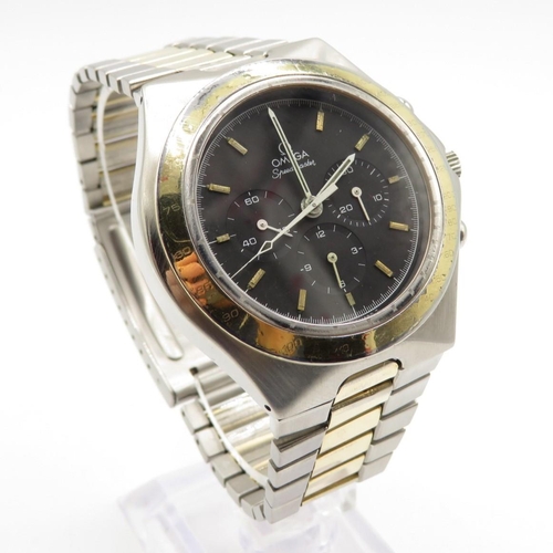 341 - 1980s Omega Speedmaster Teutonic two tone 145.0040 watch cal .861 with box fully working automatic n... 