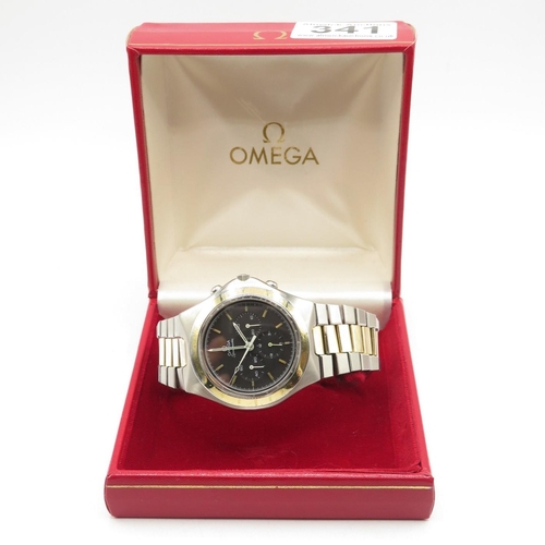 341 - 1980s Omega Speedmaster Teutonic two tone 145.0040 watch cal .861 with box fully working automatic n... 