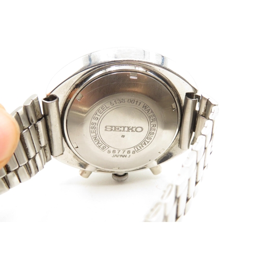 345 - Vintage Seiko UFO chronograph automatic fully working and re-setting original strap slight scratch t... 