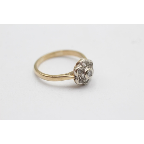 107 - 9ct gold diamond halo ring (2.4g) size  M