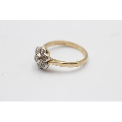 107 - 9ct gold diamond halo ring (2.4g) size  M