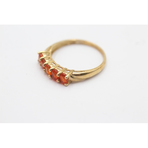 115 - 9ct gold fire opal 5 stone ring (1.8g) size  P